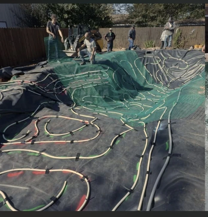 Naturi team building a sand pool alongside a certified installer